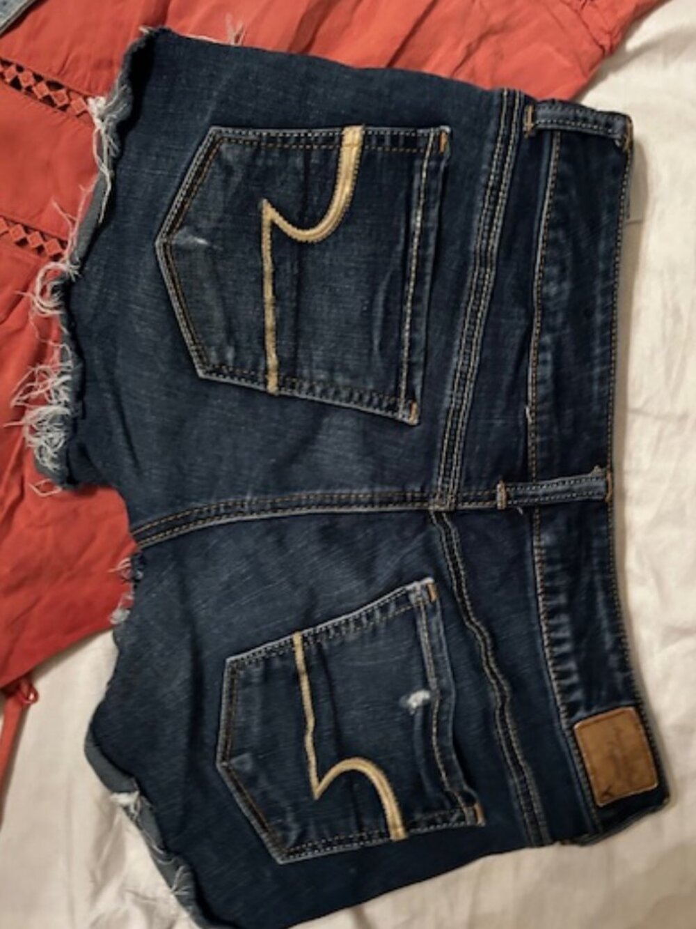 AEO size 4 blue jean shorts denim summer stretch four womens distressed festival - Picture 3 of 5